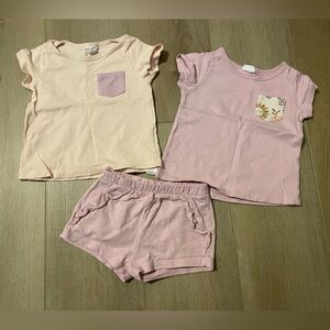 Baby girl matching short with 2 tshirts